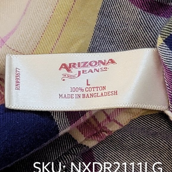 Arizona Jeans Co. Women's Multicolor Plaid Long Sleeve Button Up Shirt Size Larg - Picture 3 of 4